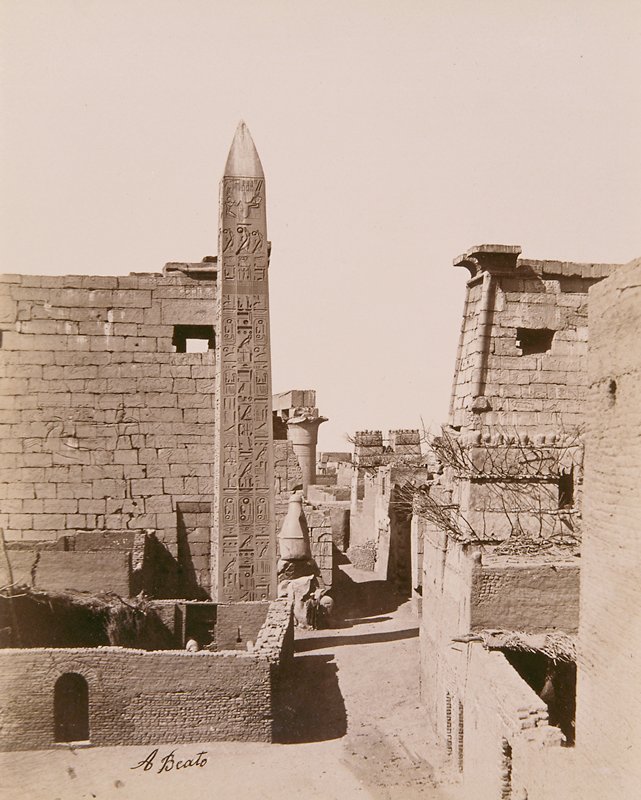 Pylon and Obelisk of Ramesses II, Antonio Beato, 19th century