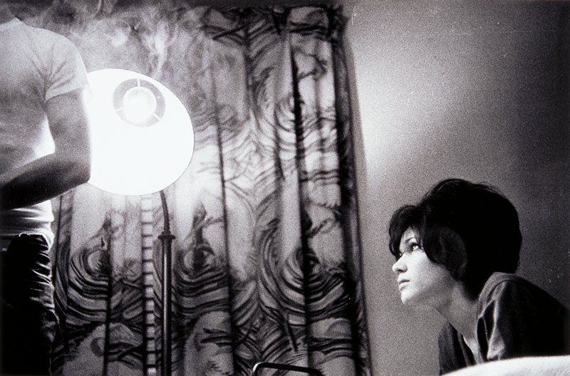 Untitled (woman, view of curtain, lamp, man), Larry Clark, 1963