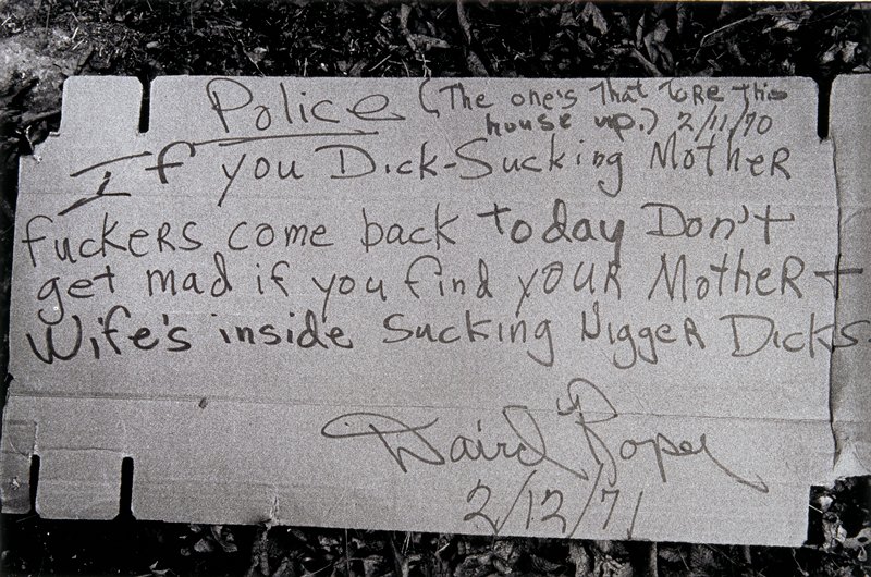 Untitled (note to police), Larry Clark, 1971