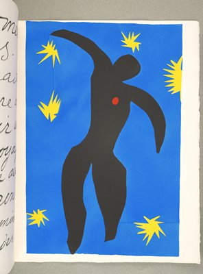Dokumentasi “Jazz”; Unbound book with color stencils (pohoir) on Arches paper and lithographed text in black. Minneapolis Institute of Art.