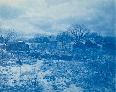 Backyard View, Public School in Background, Rulo, Nebraska, Agnes Winterbottom Cooney, c. 1900