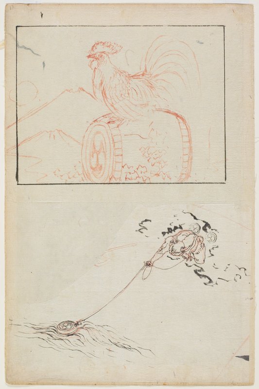 God of Thunder and His Drum, Attributed to Katsushika Hokusai, 18th-19th century