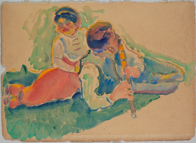 Woman and Flutist, Макс Пехштейн, 1908