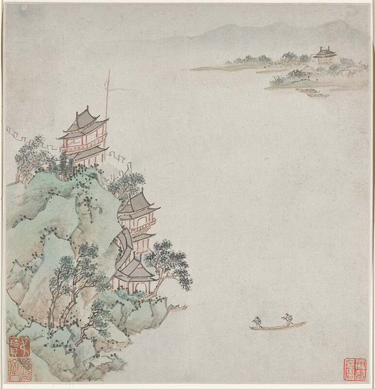 Untitled (two figures rowing a boat), Qian Gu, 1555