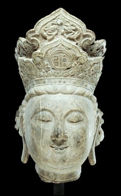 Head of a bodhisattva, probably Avalokiteshvara (Guanyin), 12th-13th century