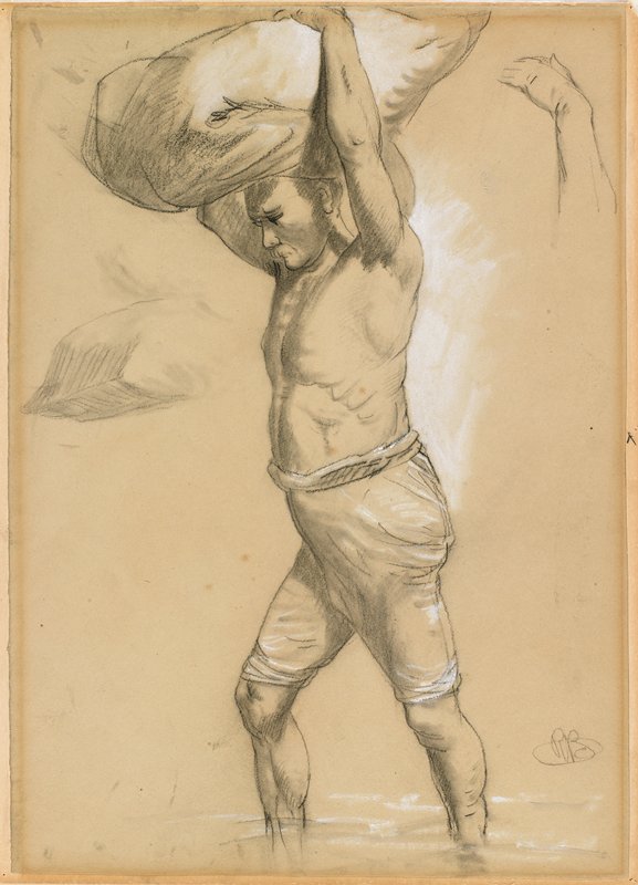 Man Carrying a Bundle, Richard Beavis R.W.S., 1870s–80s