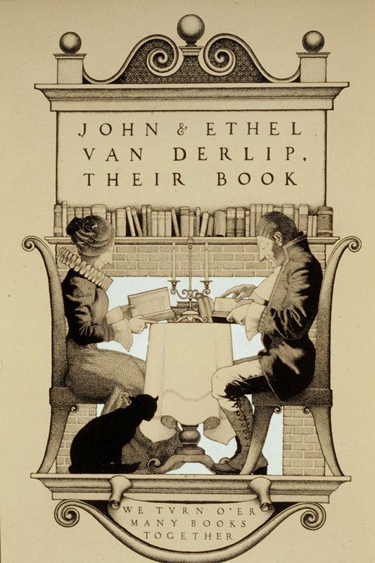 Bookplate design for John R. and Ethel Morrison Van Derlip, Maxfield Parrish, 1899–1900