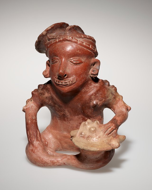 Seated figure with conch shell, 2nd century BCE–2nd century CE