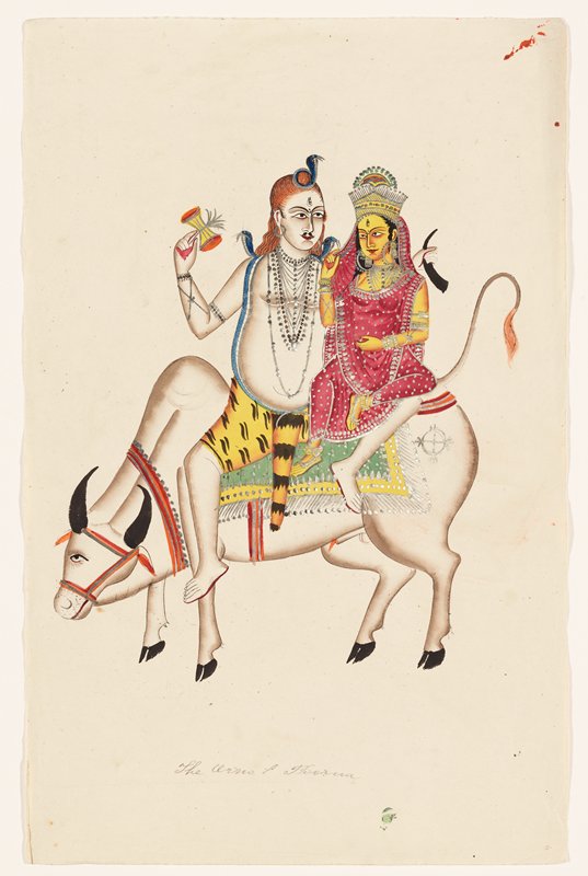 Shiva and Parvati Seated on Nandi, 19th century