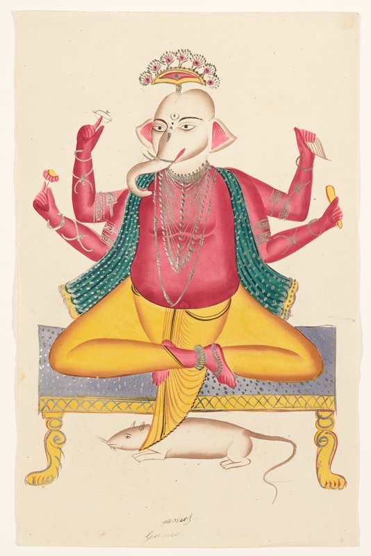 Ganesha Seated on Stool and Rat Mount, 19th century