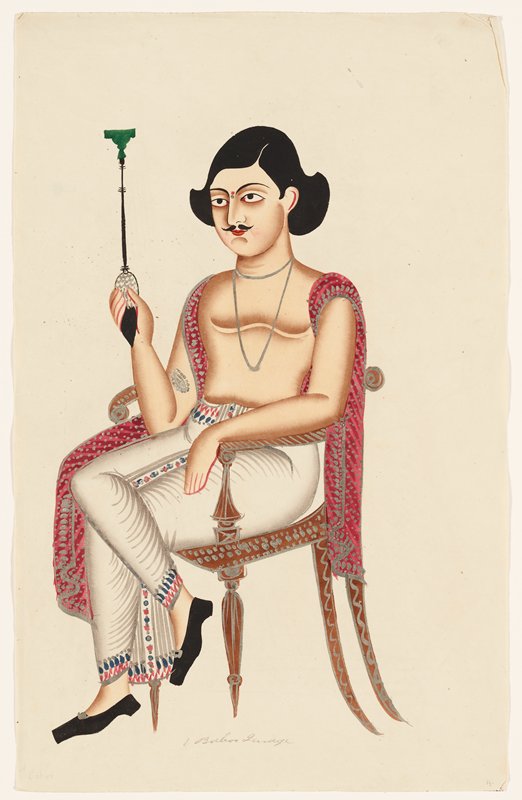 Babu Holding a Hookah, 19th century
