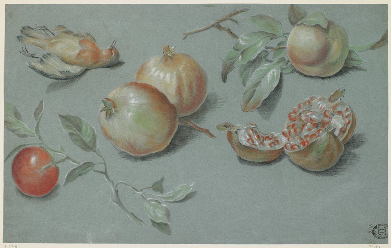 Pomegranates and Dead Bird, Possibly France, early 19th century