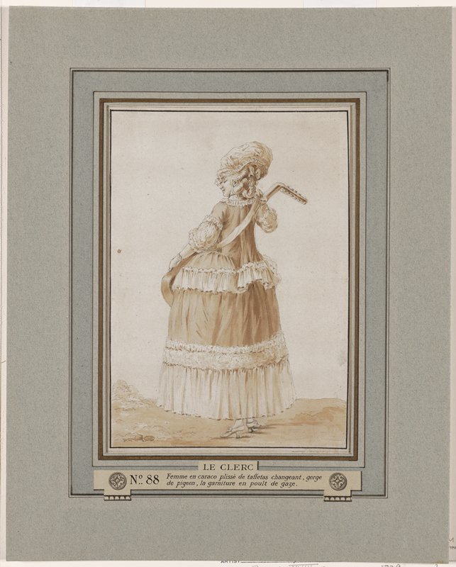 Woman wearing Caraco, preparatory drawing for Galerie des Modes et Costumes Français, Pierre Thomas Le Clerc, 1778