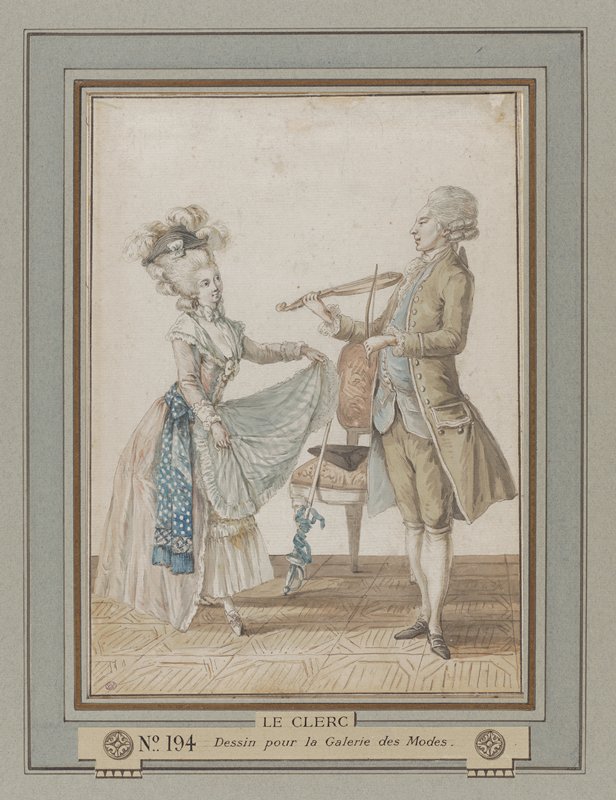 Young Lady Studying Music, preparatory drawing for Galerie des Modes et Costumes Français, Pierre Thomas Le Clerc, c. 1780