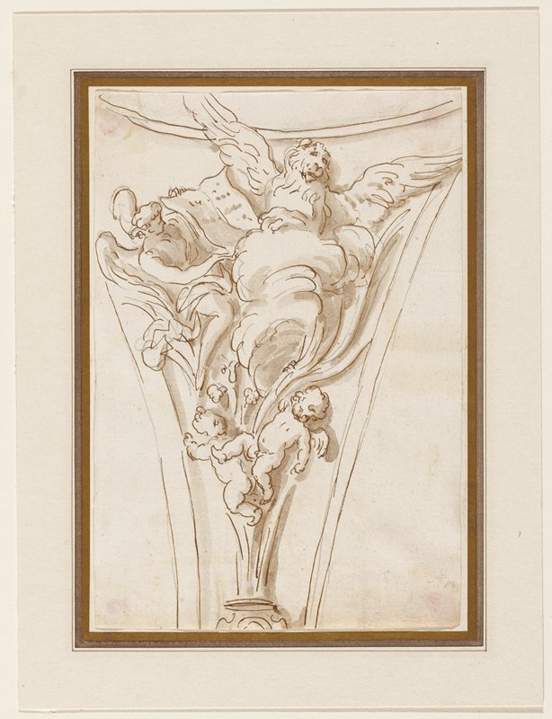 Spandrel Study: Angels with the Symbols of St. Mark, Joseph Wilton, 1747–55
