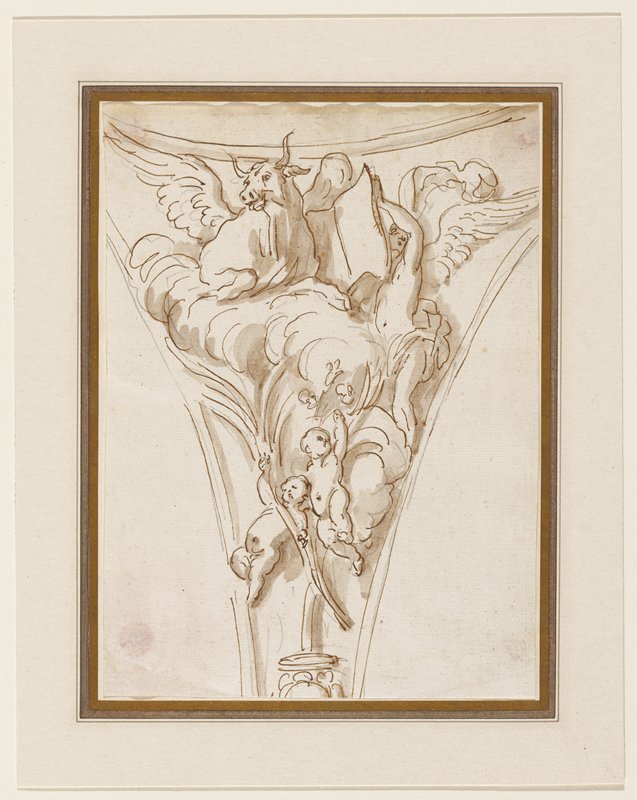 Spandrel Study: Angels with the Symbols of St. Luke, Joseph Wilton, 1747–55