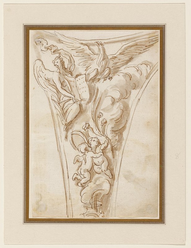 Spandrel Study: Angels with the Symbols of St. John, Joseph Wilton, 1747–55
