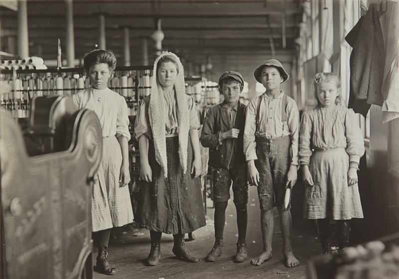 Spinners and doffers, Lancaster Cotton Mills, S.C. Dozens of them in this mill. Location: Lancaster, South Carolina, Lewis W. Hine, 1908