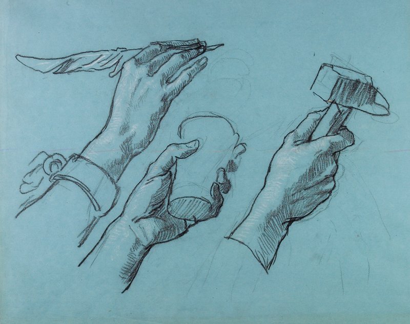 Trois Etudes de Mains (Three Studies of Hands), Thomas Couture, c. 1876