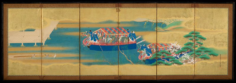 Boating Episode [right of the pair Episodes from the Butterflies Chapter of the Tale of Genji], Tosa Mitsusada, late 18th century