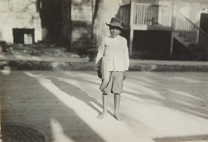 A typical San Antonio newsboy. Nine years old. Youngsters like this abound, here and in many other Texas cities. Some sell early in morning and late at night. Location: San Antonio, Texas, Lewis W. Hine, 1913