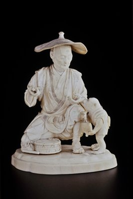 Monkey trainer, Shioda Toshichika, late 19th century