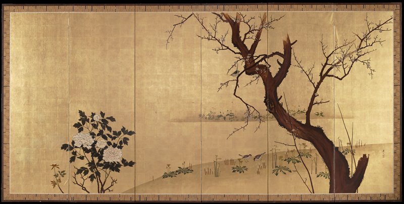 Spring [right of a pair of Birds and Flowers in Spring and Autumn], Shibata Zeshin, second half 19th century