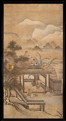 Winter [left from the set Rice Farming in the Four Seasons], Attributed to Kano Sanraku, 1620s