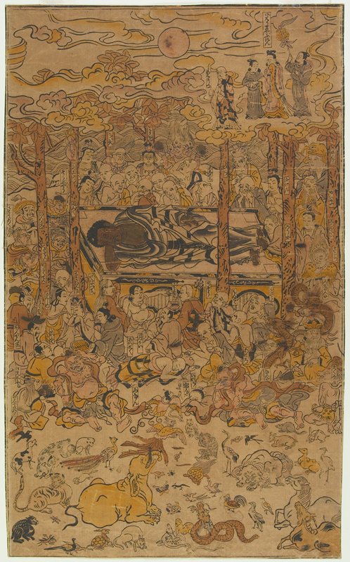 Parinirvana of Sakyamuni, the Historical Buddha, Nishimura Shigenaga, 1720s