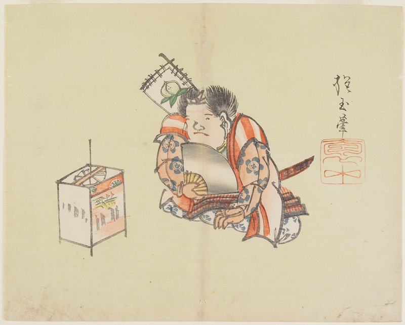 Momotarō Using a Fan, Yamada Hōgyoku, 1830s