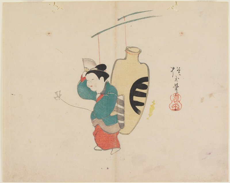 Mobile of Woman Figure and Sake Bottle, Yamada Hōgyoku, 1830s