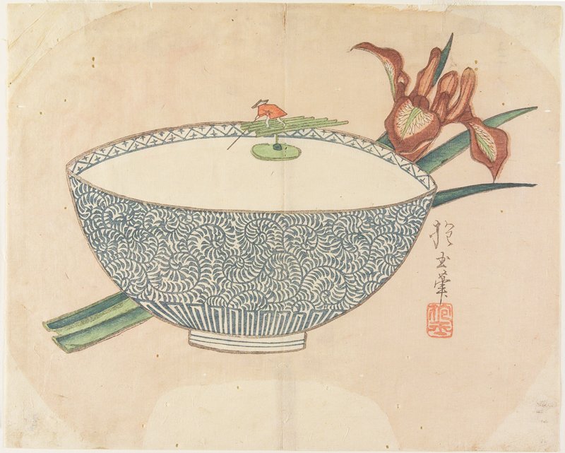 Bowl of Water with Tiny Boatman Floating, Yamada Hōgyoku, 1830s