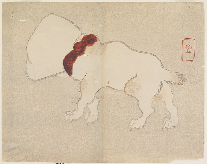Dog with Bag Over its Head, Yamada Hōgyoku, 1830s