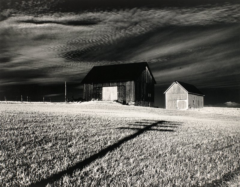 Two Barns, Dansville, NY, Minor White, 1955 (printed 1975