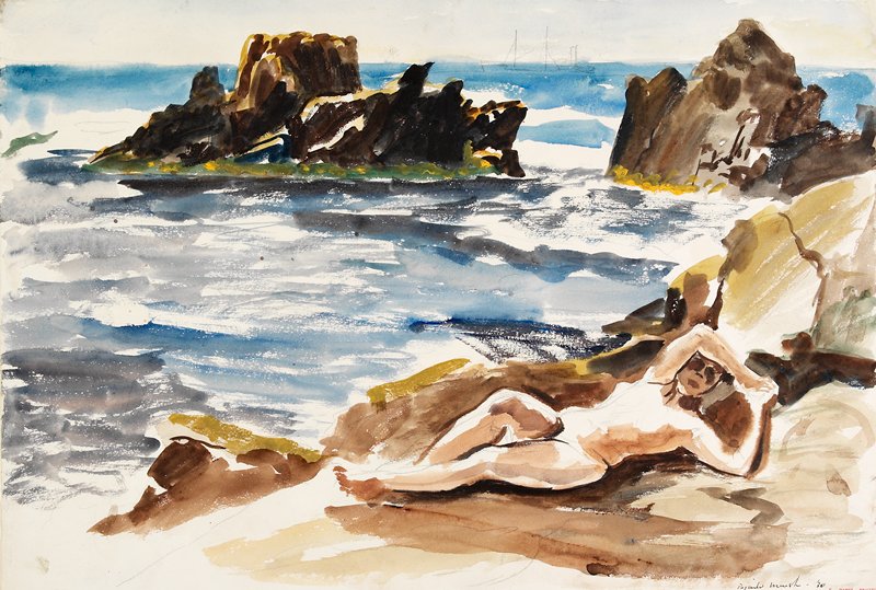 Reclining Nude by the Sea, Reginald Marsh, 1930