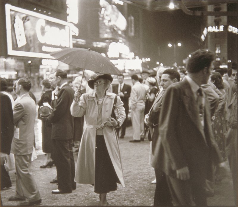 Woman with Umbrella, Times Square, New York City, Louis Faurer, c. 1948 (printed 1980)