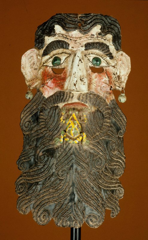 Mask, human face with frog in beard, 20th century