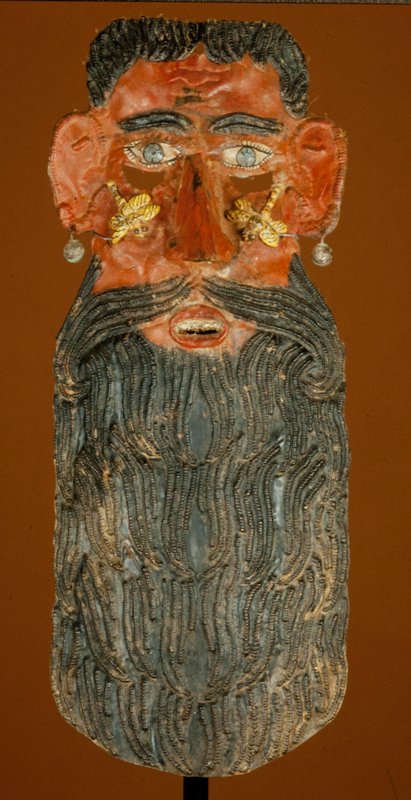 Mask, human face with dragonflies on cheeks, 20th century