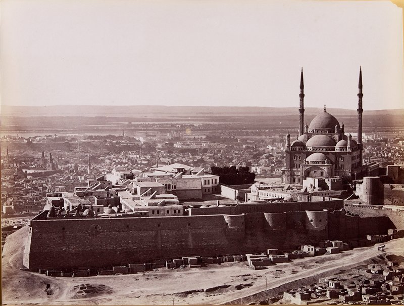 Vue Panoramique du Caire et la Citadelle Prise du Mokattam, Pascal Sebah, 19th century