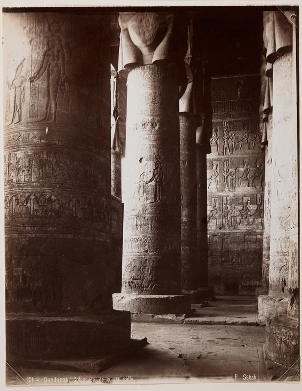 Denderah, Colonnade de la lme Salle, Pascal Sebah, 19th century