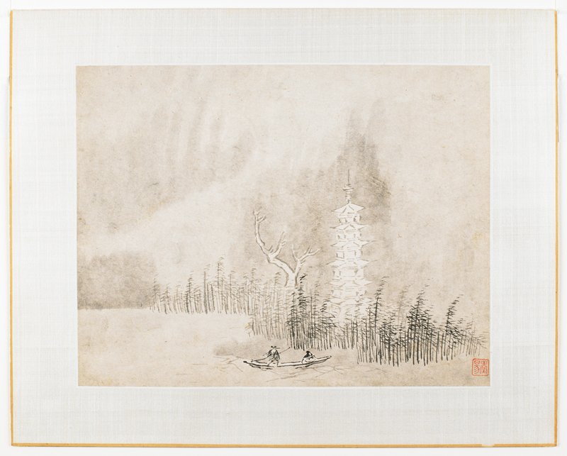 Boat, Reeds, and Structure, Cheng Jiasui, c. 1630