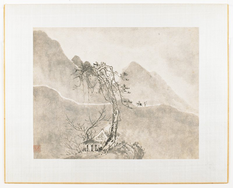 Mountain Cottage with Large Tree, Travelers, Cheng Jiasui, c. 1630