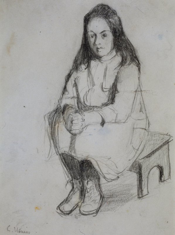 Untitled [seated girl in white dress], Clara Gardner Mairs, 20th century
