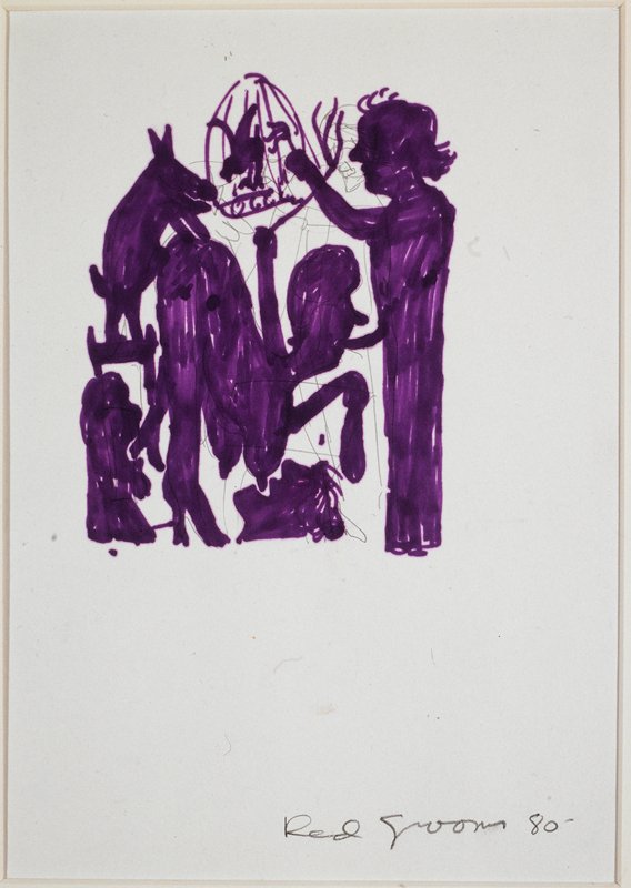 Sketches for the shade for 'The Pancake Eater', Red Grooms, 1980