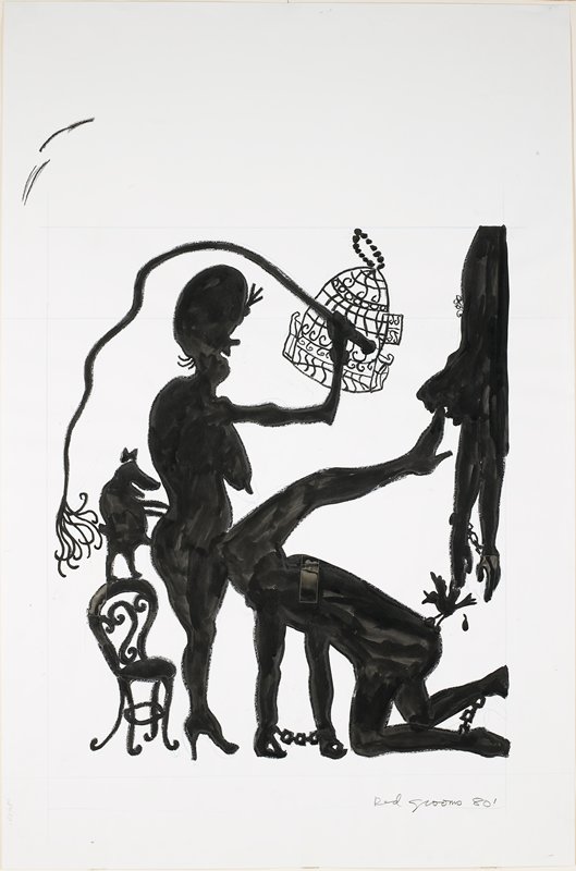 Preparatory drawing for the shade for 'The Pancake Eater', Red Grooms, 1980