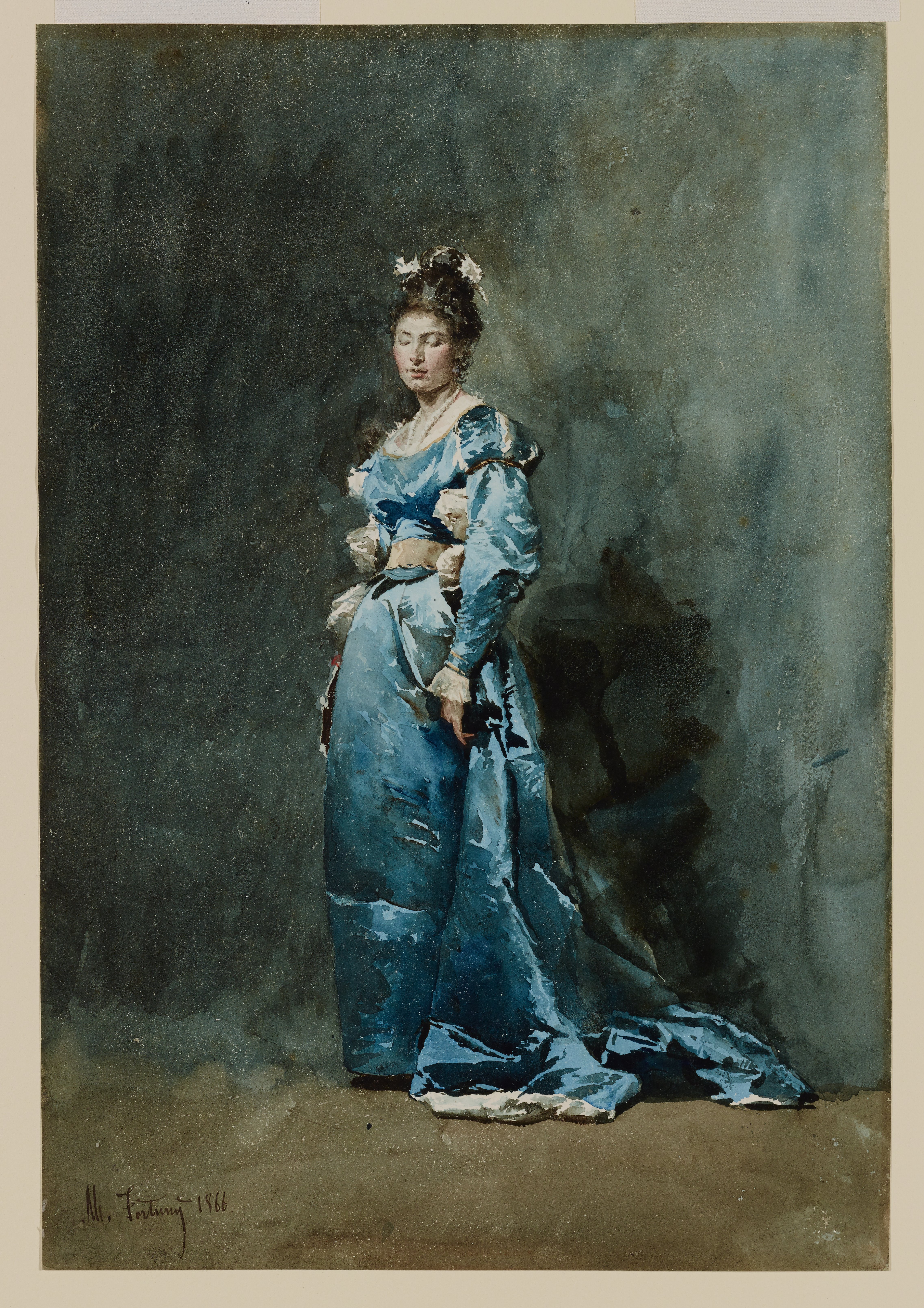 A Young Woman in a Blue Dress, Mariano Jos Maria Fortuny y Marsal | Mia