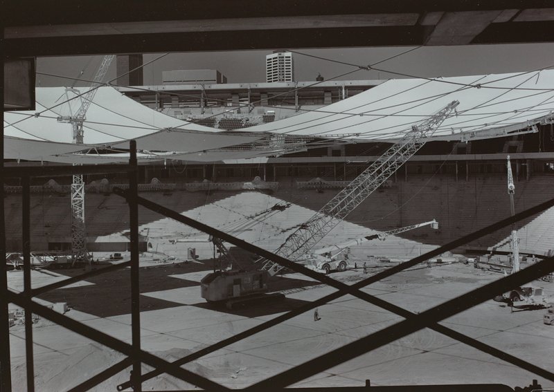 Installation of Roof Panels, Construction of the Hubert H. Humphrey Metrodome, Minneapolis, Mark E. Jensen, August 1981