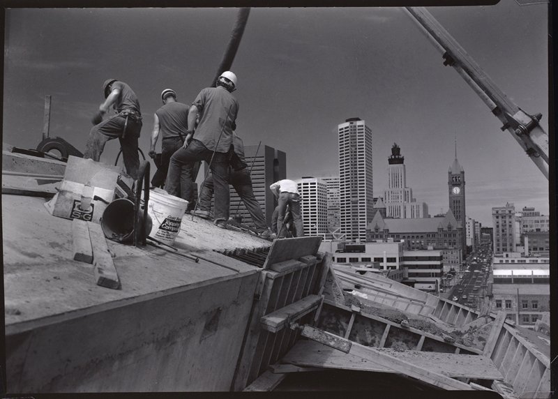 Final Pouring of Grout Strip in Compression Ring, Construction of the Hubert H. Humphrey Metrodome, Minneapolis, Mark E. Jensen, June 5, 1981