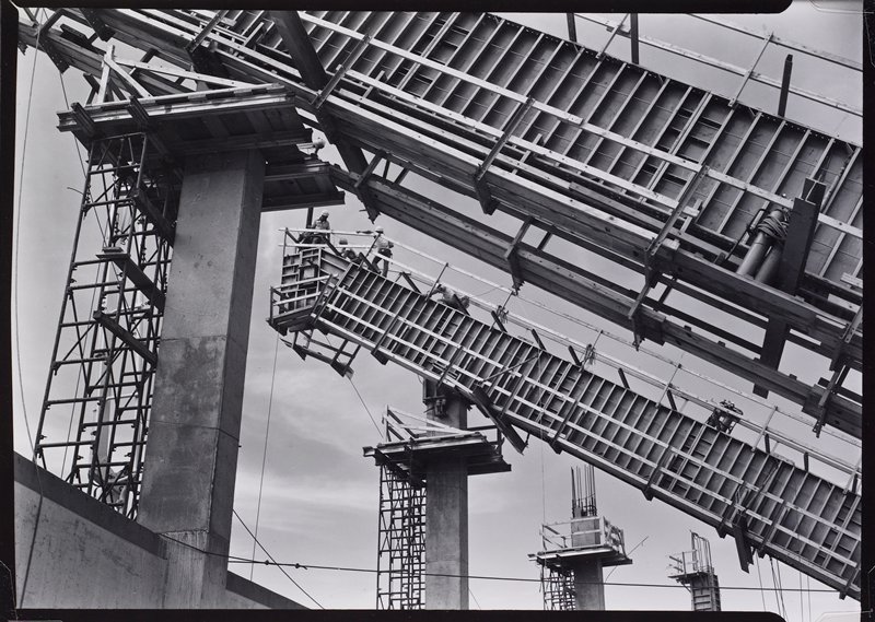 Sloped Girders with Forms, East End, Construction of the Hubert H. Humphrey Metrodome, Minneapolis, Mark E. Jensen, September 1980