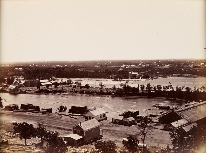 St. Anthony and Minneapolis from roof of Winslow House, Benjamin Franklin Upton, 1857